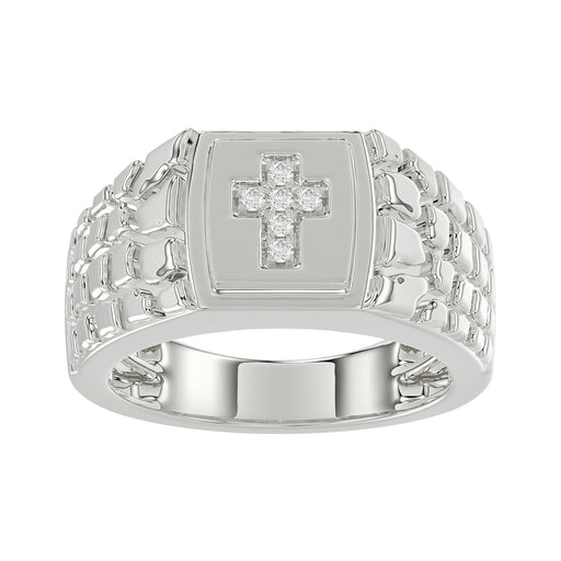 �Elegant Men�S Fashion Ring 0.10Ct Round Diamond Sterling Silver White Luxury Statement Jewelry For Men