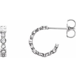 Ladies Natural Diamond 10.5 mm Hoop Earrings (I1, G-H) — Sterling Silver