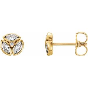 Ladies Natural Diamond Earrings — 14K Yellow Gold