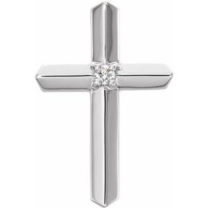 Ladies Natural Diamond Cross Pendant (Si1, G-H) — 14K White Gold