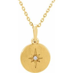 Ladies Natural Diamond Star Necklace (I1, G-H) — 14K Yellow Gold