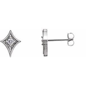 Ladies Natural Diamond Geometric Earrings (I1, G-H) — Sterling Silver