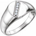 Ladies Natural Diamond 11x10 mm Oval Signet Ring — Sterling Silver