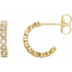 Ladies Natural Diamond 11.1 mm Hoop Earrings (I1, G-H) — 14K Yellow Gold