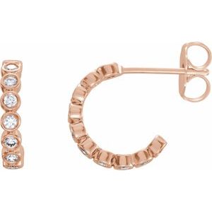 Ladies Natural Diamond 11.1 mm Hoop Earrings (I1, G-H) — 14K Rose Gold