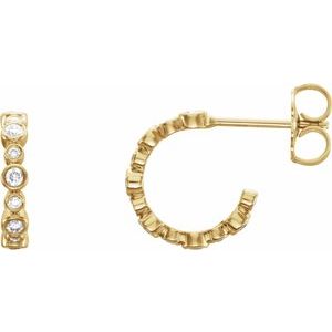 Ladies Natural Diamond 10.5 mm Hoop Earrings (I1, G-H) — 14K Yellow Gold