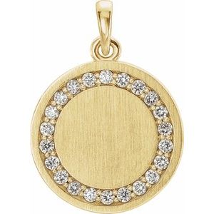Ladies Natural Diamond Engravable Necklace (I1, G-H) — 14K Yellow Gold