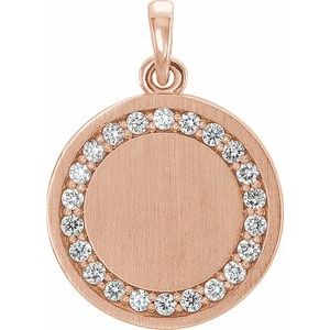 Ladies Natural Diamond Engravable Necklace (I1, G-H) — 14K Rose Gold