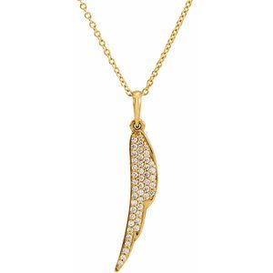 Ladies Natural Diamond Feather Necklace (I1, G-H) — 14K Yellow Gold