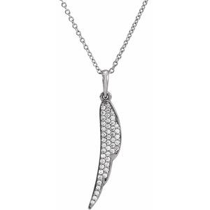 Ladies Natural Diamond Feather Necklace (I1, G-H) — Sterling Silver