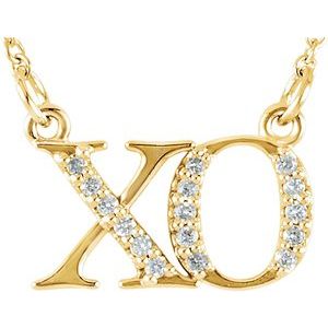 Ladies Natural Diamond "XO" Phrase 16 1/ Necklace (I1, G-H) — 14K Yellow Gold