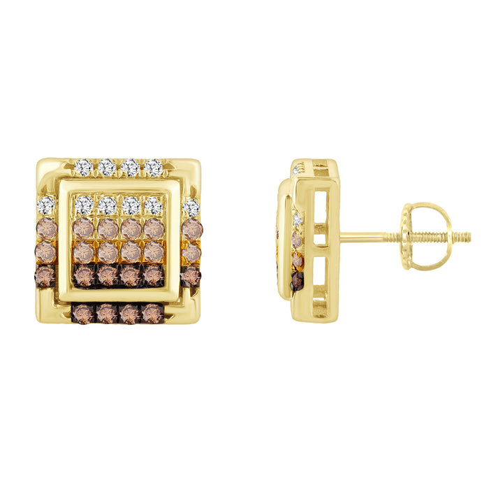 LADIES EARRINGS 0.50CT ROUND DIAMOND 10K YELLOW GOLD