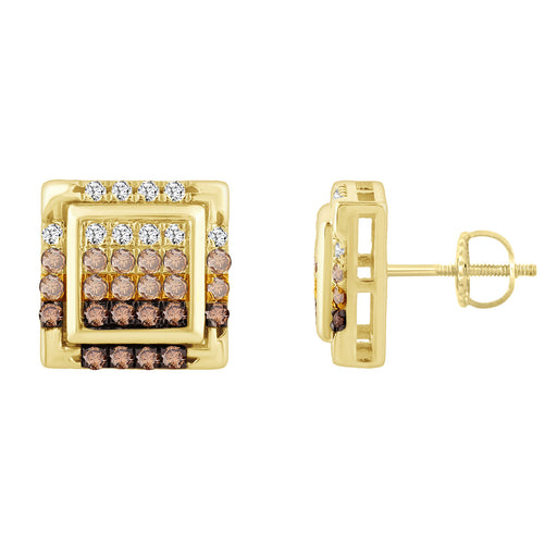 LADIES EARRINGS 0.50CT ROUND DIAMOND 10K YELLOW GOLD