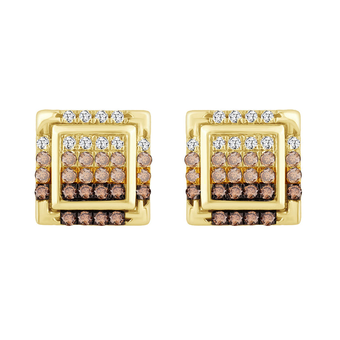 LADIES EARRINGS 0.50CT ROUND DIAMOND 10K YELLOW GOLD