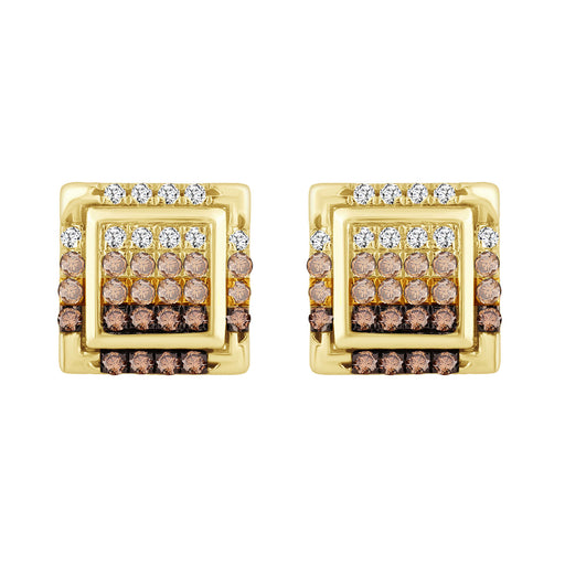 LADIES EARRINGS 0.50CT ROUND DIAMOND 10K YELLOW GOLD