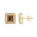 Dark Brown & Round Diamond Earrings 0.50CT 10K Yellow Gold Ladies Fashion Earrings