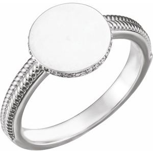 Ladies Natural Diamond Signet Ring — Sterling Silver