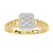 Ladies Halo Engagement Ring 0.20Ct Round & Baguette Diamond 10K Yellow Gold � Elegant Wedding Or Promise Jewelry