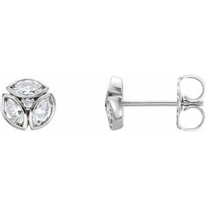 Ladies Natural Diamond Earrings — Sterling Silver