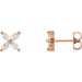 Ladies Natural Diamond Cluster Earrings — 14K Rose Gold