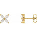 Ladies Natural Diamond Cluster Earrings — 14K Yellow Gold