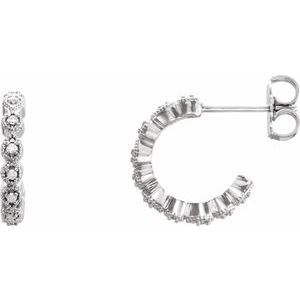 Ladies Natural Diamond 11.2 mm Hoop Earrings (I1, G-H) — Sterling Silver