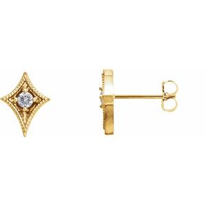 Ladies Natural Diamond Geometric Earrings (I1, G-H) — 14K Yellow Gold