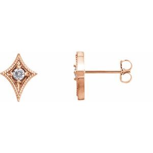 Ladies Natural Diamond Geometric Earrings (I1, G-H) — 14K Rose Gold