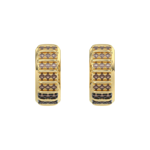 LADIES HOOPS EARRING 0.50CT ROUND/ROUND DARK BROWN DIAMOND 10K YELLOW GOLD