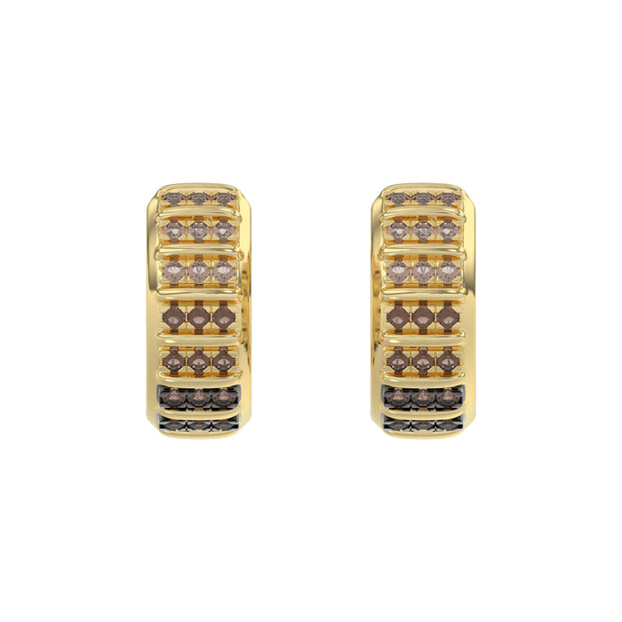 LADIES HOOPS EARRING 0.50CT ROUND/ROUND DARK BROWN DIAMOND 10K YELLOW GOLD