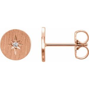 Ladies Natural Diamond Earrings (I1, Ghi) — 14K Rose Gold