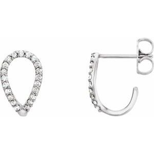 Ladies Natural Diamond Geometric J-Hoop Earrings — Sterling Silver