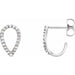 Ladies Natural Diamond Geometric J-Hoop Earrings — Sterling Silver