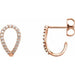 Ladies Natural Diamond Geometric J-Hoop Earrings — 14K Rose Gold