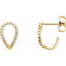 Ladies Natural Diamond Geometric J-Hoop Earrings — 14K Yellow Gold