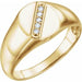 Ladies Natural Diamond 11x10 mm Oval Signet Ring — 14K Yellow Gold