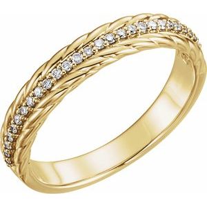 Ladies 14K Yellow Natural Diamond Rope Ring (I1, G-H) — 14K Yellow Gold