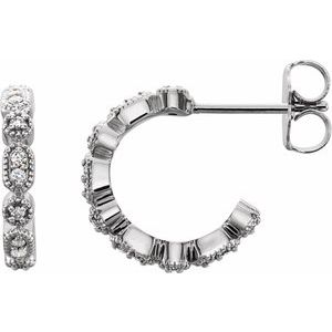 Ladies Natural Diamond 13.36 mm Hoop Earrings (I1, G-H) — Sterling Silver