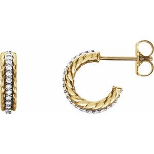Ladies Natural Diamond Rope Hoop Earrings (I1, G-H) — 14K Yellow/White Gold