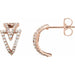 Ladies Natural Diamond Geometric Hoop Earrings — 14K Rose Gold