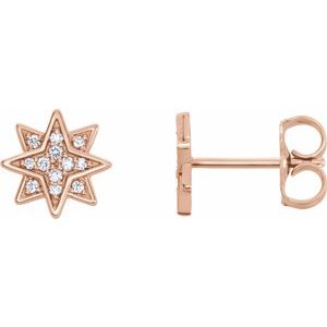 Ladies Natural Diamond Star Earrings — 14K Rose Gold