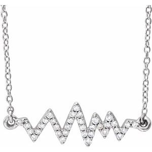 Ladies Natural Diamond Heartbeat Necklace (I1, H+) — 14K White Gold