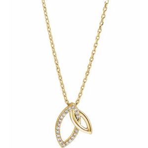 Ladies Natural Diamond Double Leaf Necklace (I1, G-H) — 14K Yellow Gold