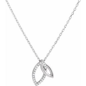 Ladies Natural Diamond Double Leaf Necklace (I1, G-H) — Sterling Silver