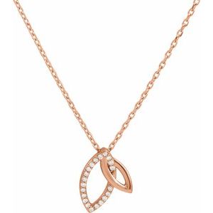 Ladies Natural Diamond Double Leaf Necklace (I1, G-H) — 14K Rose Gold