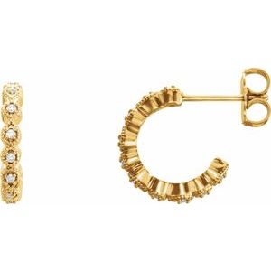 Ladies Natural Diamond 11.2 mm Hoop Earrings (I1, G-H) — 14K Yellow Gold