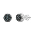 Elegant 0.16Ct Round & Blue Diamond Men’S Earring In Sterling Silver Cluster Design Statement Stud
