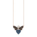 14K Rose Gold Ladies Butterfly Necklace With Colorful Diamond Accents In Blue, Dark Brown, And Round Cuts. A Stylish 0.33 Ct Jewelry Necklace