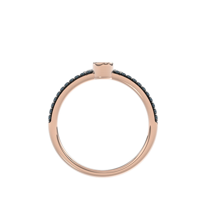 LADIES RING 0.50CT ROUND/ROUND BLUE/DARK BROWN DIAMOND 14K ROSE GOLD