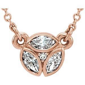 Ladies Natural Diamond Necklace (I1, G-H) — 14K Rose Gold